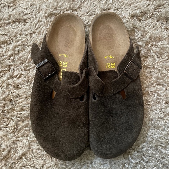 Birkenstock Shoes - Birkenstock Boston Clog Soft Footbed Suede Mocha